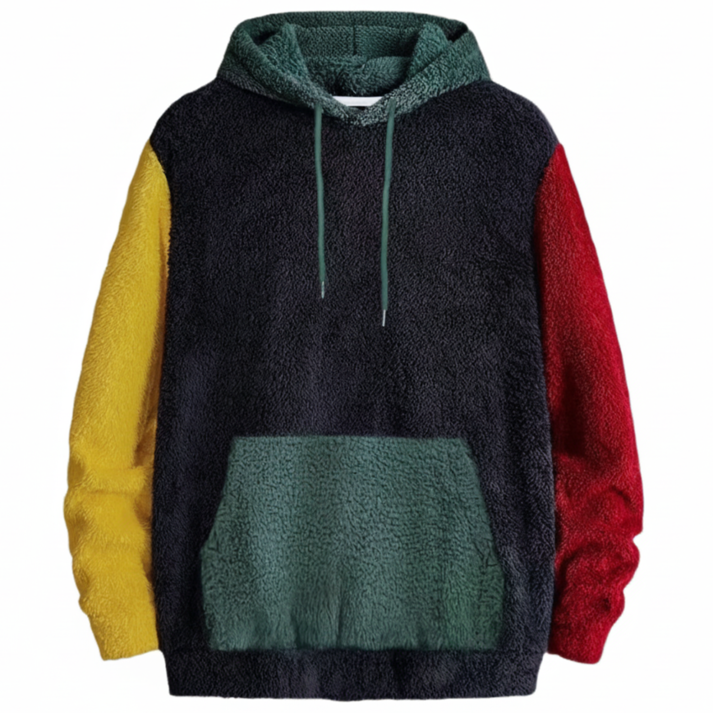 Men Multicolor Fleece Hoodie with Patch