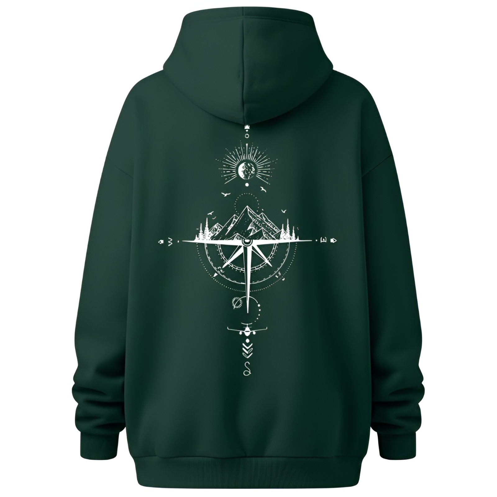 Men Cozy Fleece Starry Night Hoodie With Mountain Graphic 