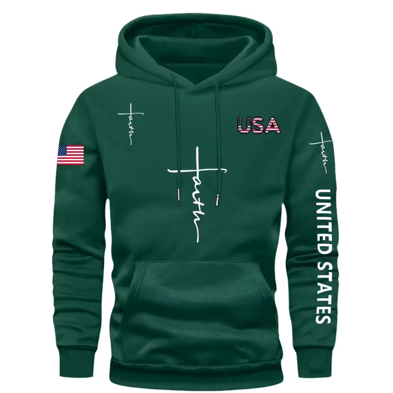 Faith Print Men Casual And Cozy Hoodies 