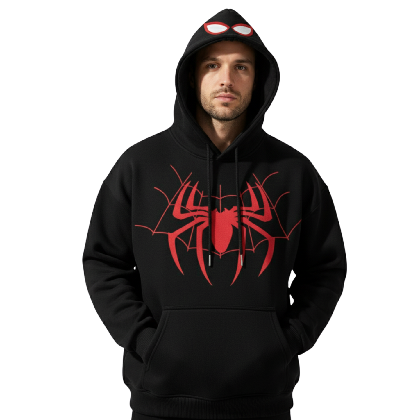 Men Casual Wear Pullover Red Web Design Hoodie