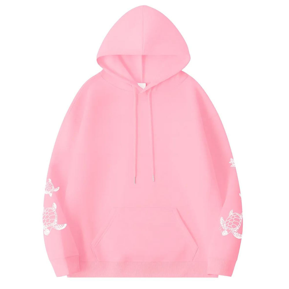 Women Plus Size Oversized Sea Turtle Print Hoodie 