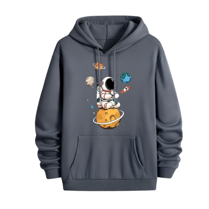 Men Geometric Print Hooded Sweatshirt 