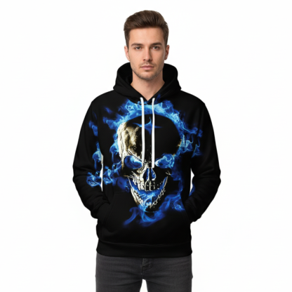 Mens Intimidating Casual Pullover Hoodie For Halloween