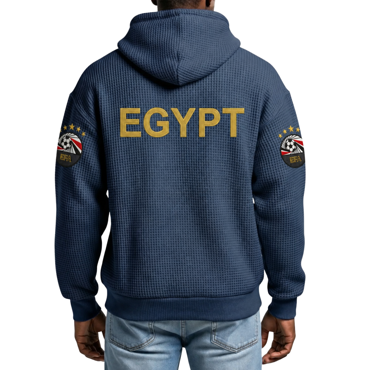 FIFA 2026 Egypt Printed Waffle Quarter Zip Football Fan Hoodie