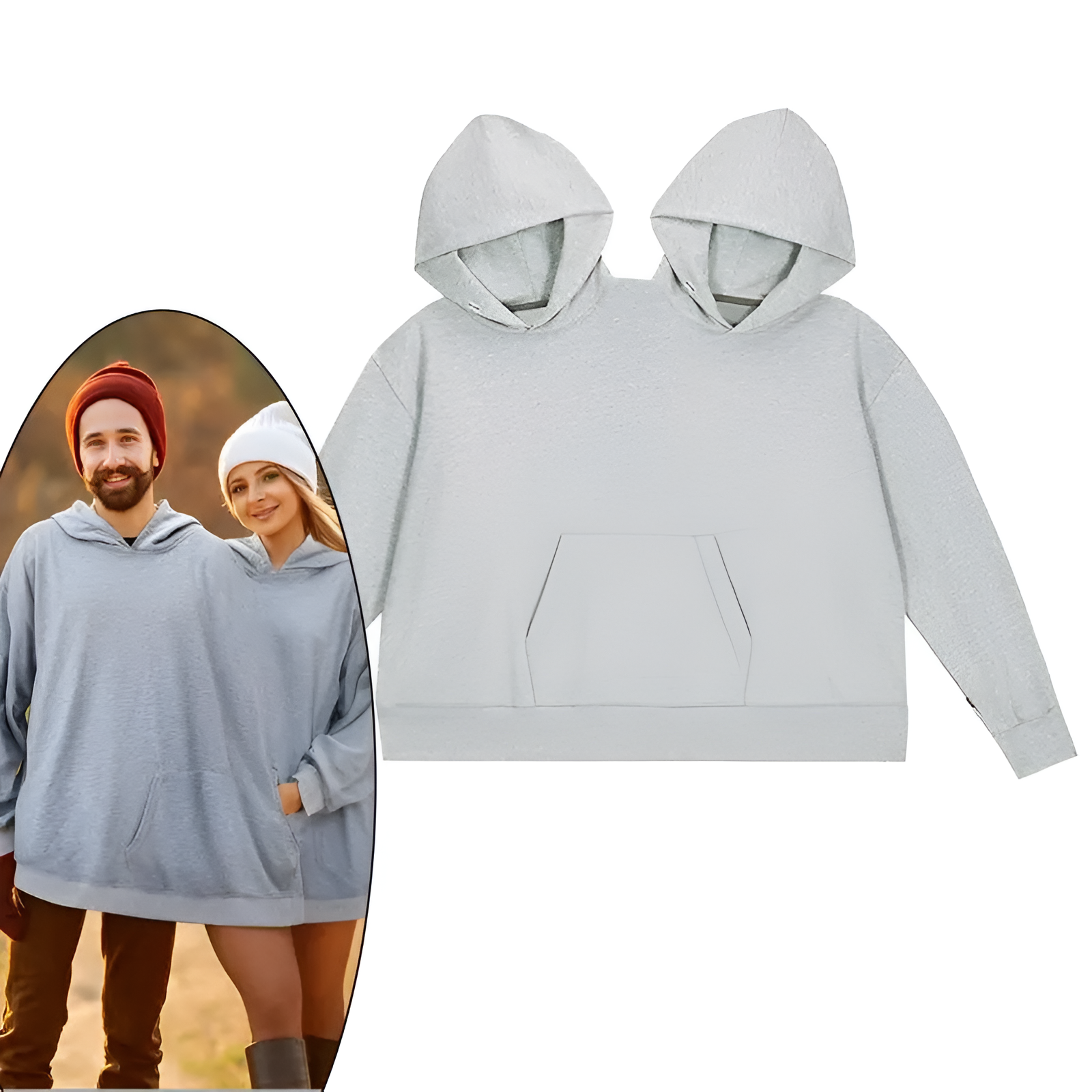 Oversized Double Hood Matching Sweatshirt