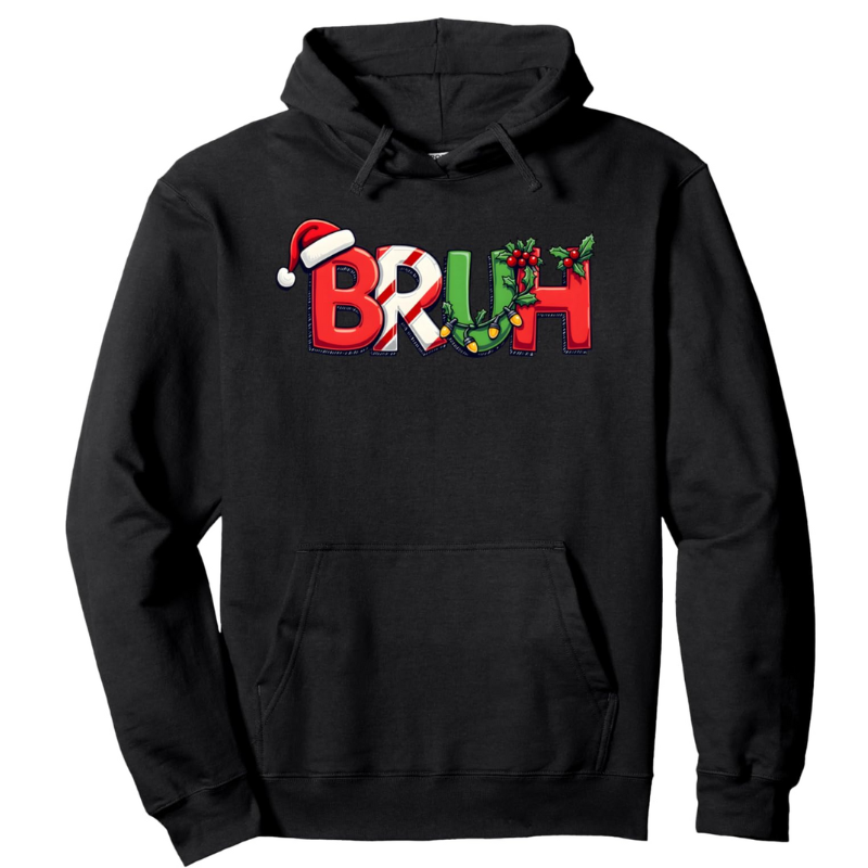 Funny Christmas Bruh Printed Pullover Hoodie