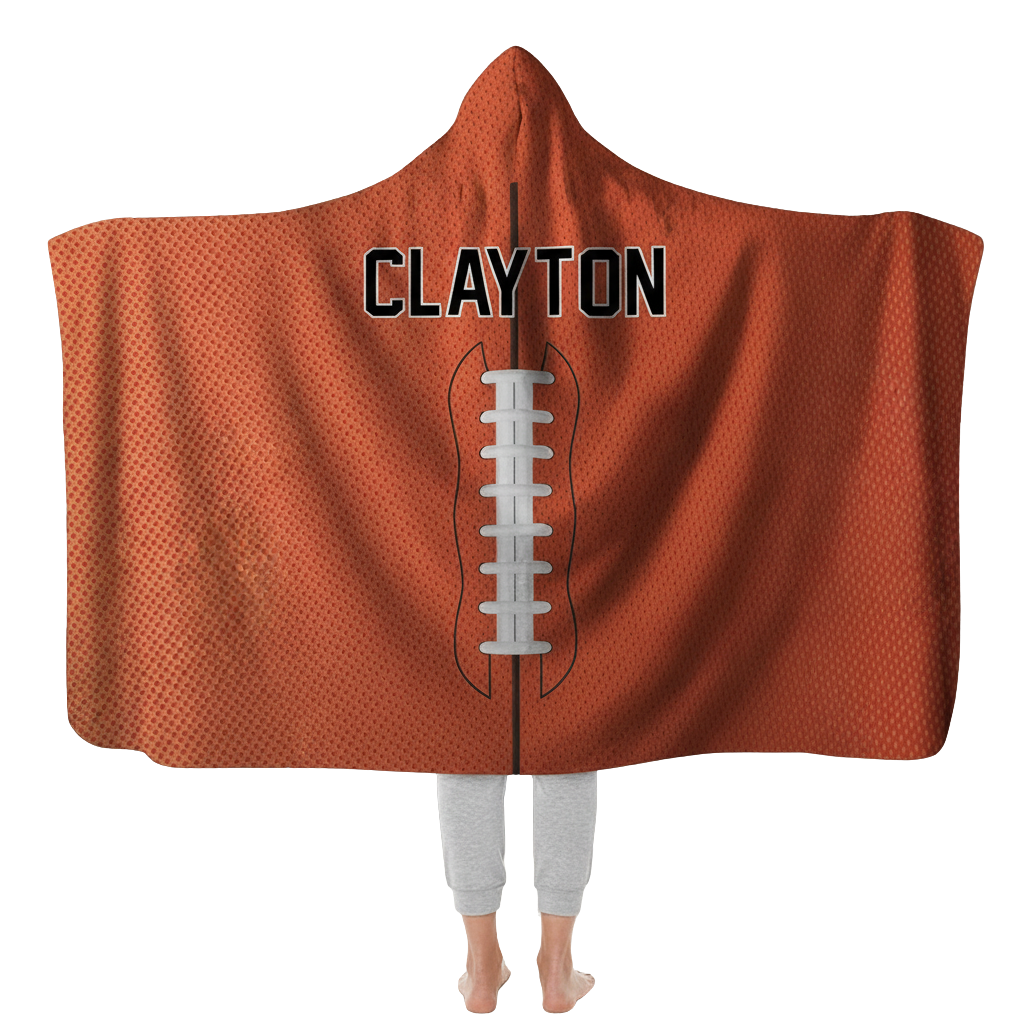 Custom Football Hooded Blanket With Name And Team Design For Sports Fa