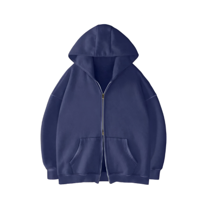 Oversized Zipper Hoodie With Vintage Wash