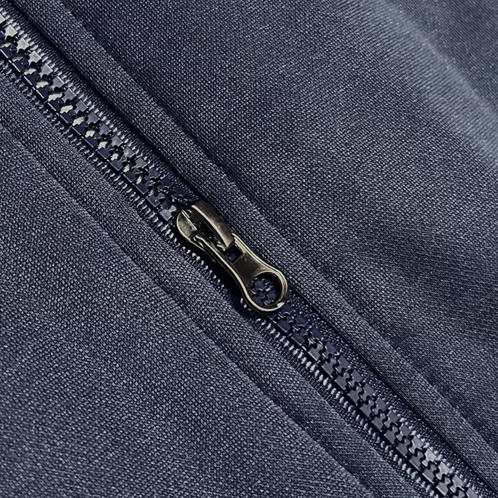 Casual Warm Fleece Lining Knit Zip Front Hoodie For Winter