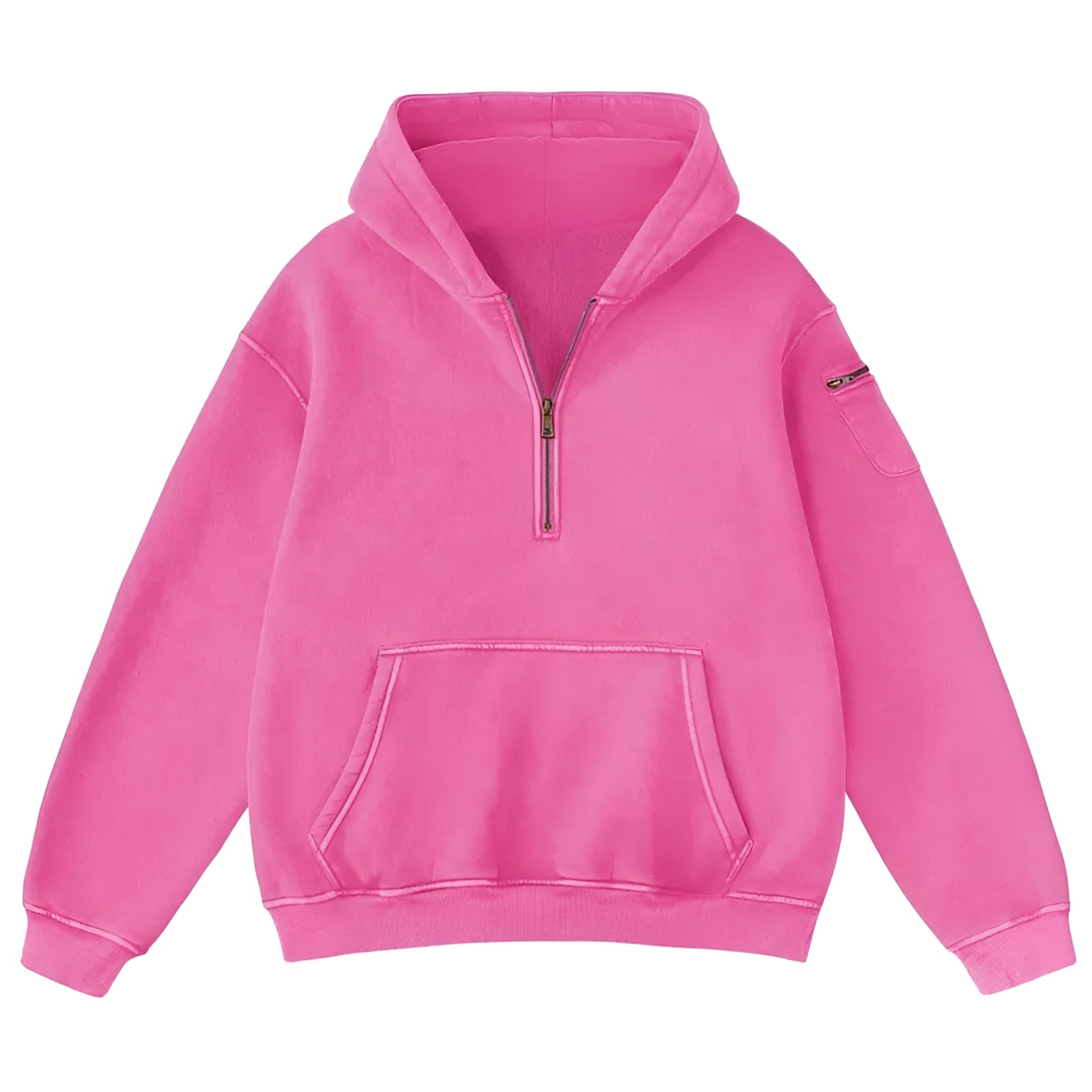 Oversized Hoodie for Women Heavyweight Fleece Half Zip Pullover with Kangaroo Pocket