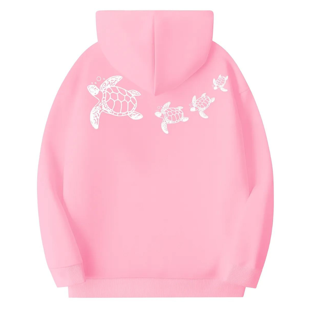 Women Plus Size Oversized Sea Turtle Print Hoodie 