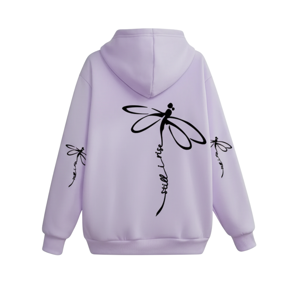 Dragonfly Print Long Sleeve Pullover Casual Hoodie