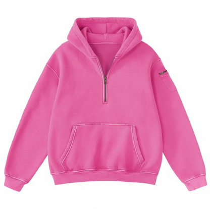 Half Zip Pullover Hoodie with Front Pocket
