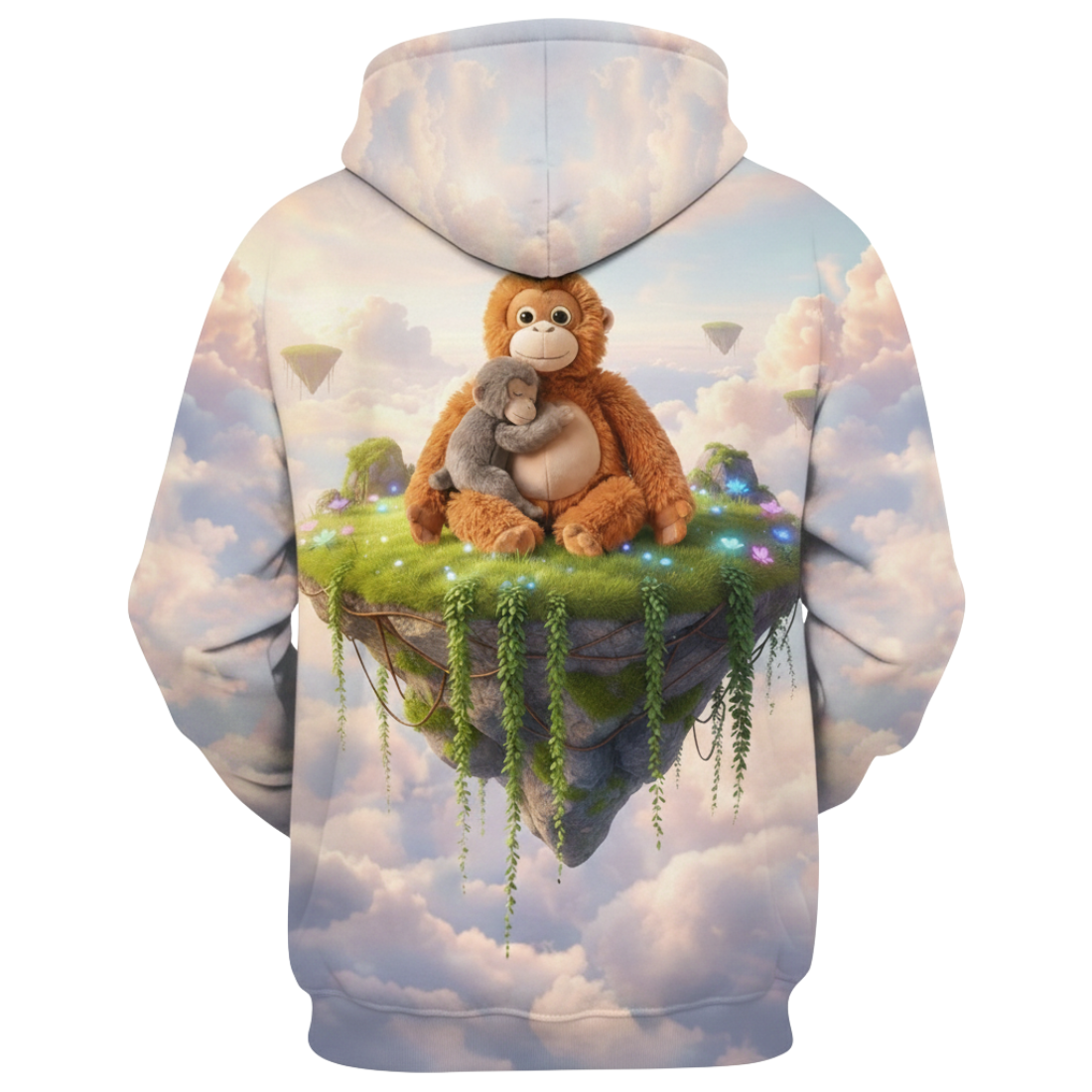 Mama And Punch Monkey Minimal Graphic Pullover Hoodie