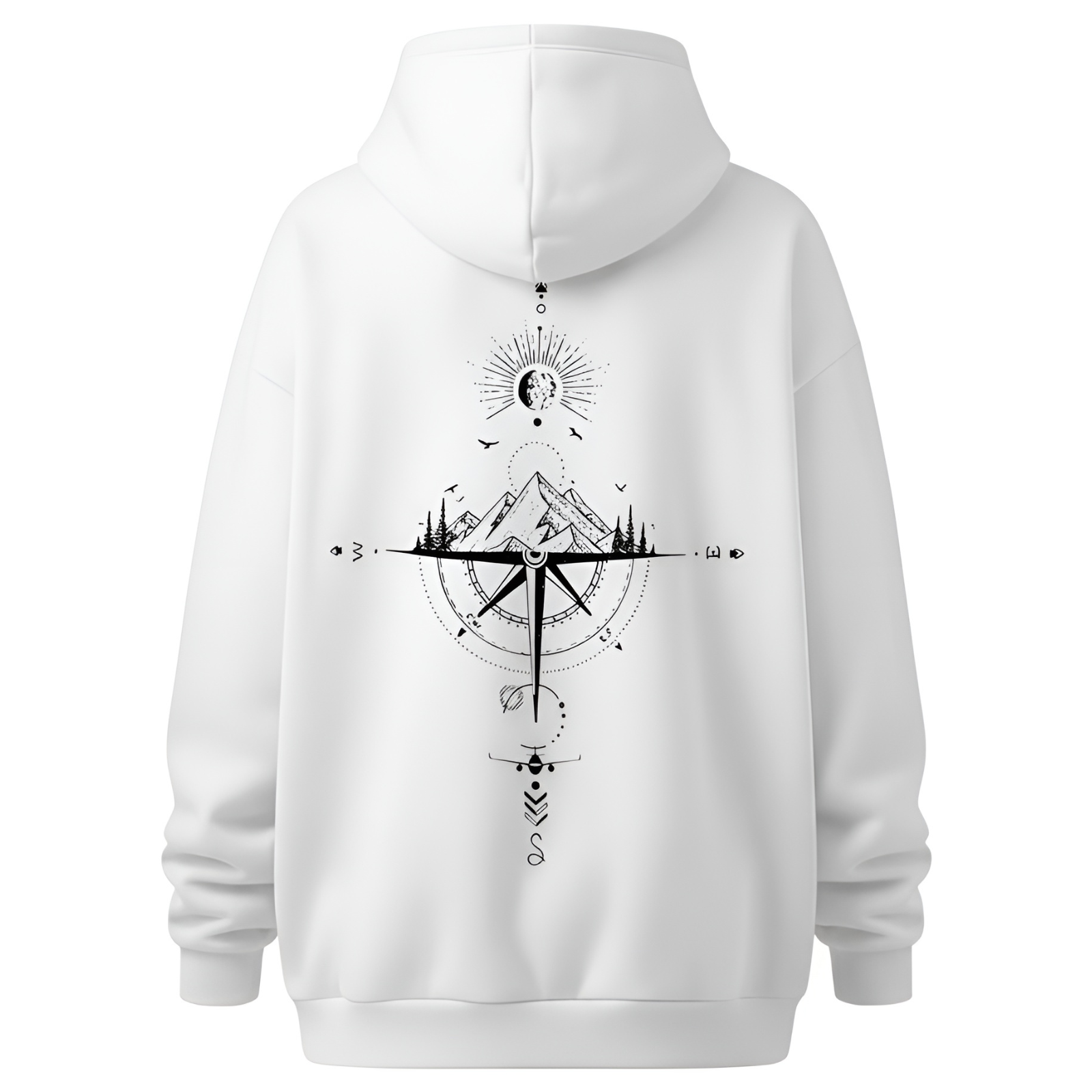 Men Cozy Fleece Starry Night Hoodie With Mountain Graphic 