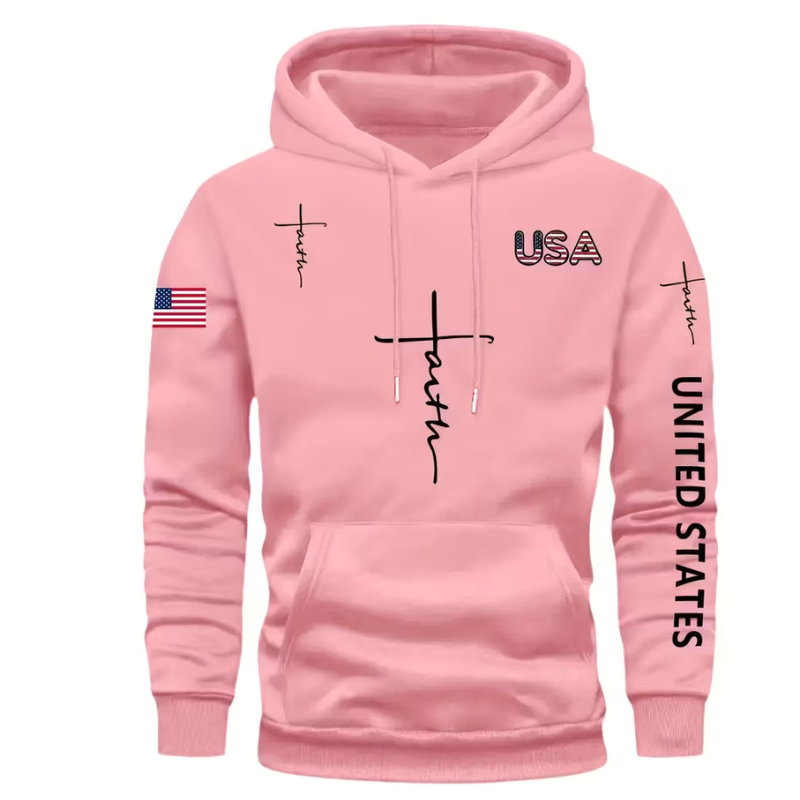 Faith Print Men Casual And Cozy Hoodies 