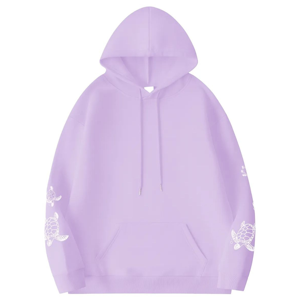 Women Plus Size Oversized Sea Turtle Print Hoodie 
