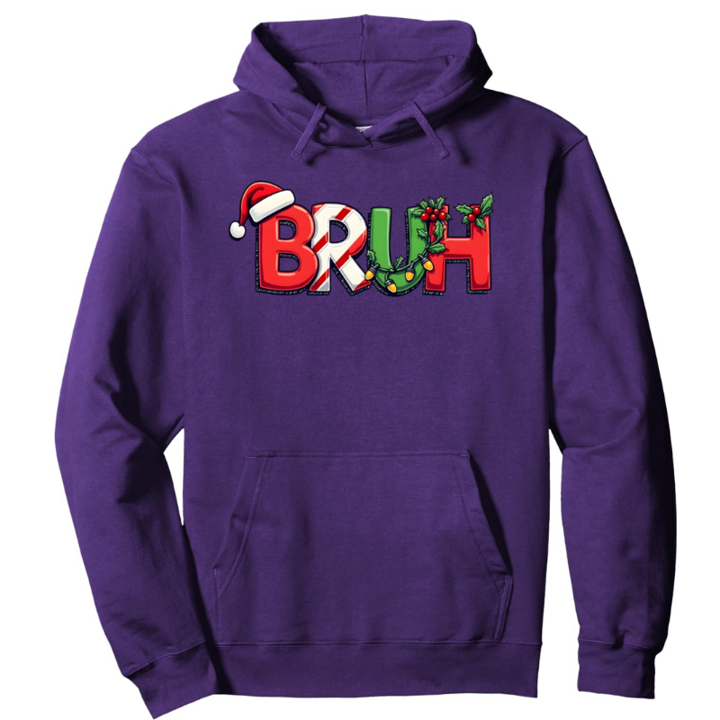 Funny Christmas Bruh Printed Pullover Hoodie