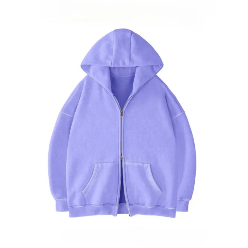 Oversized Zipper Hoodie With Vintage Wash