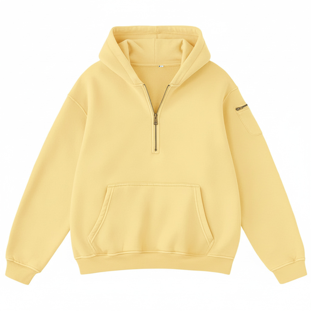 Half Zip Pullover Hoodie with Front Pocket