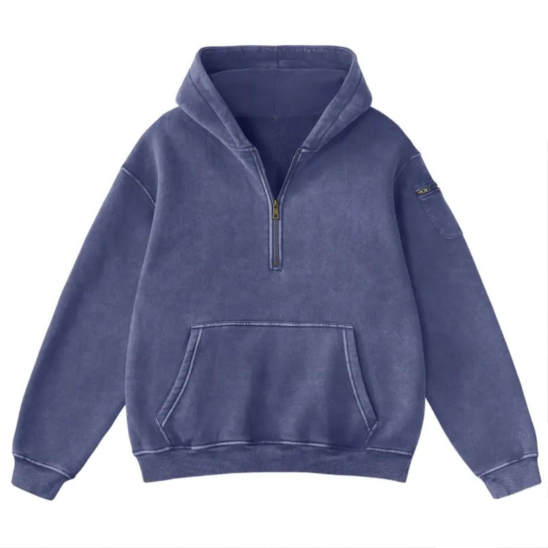 Half Zip Pullover Hoodie with Front Pocket