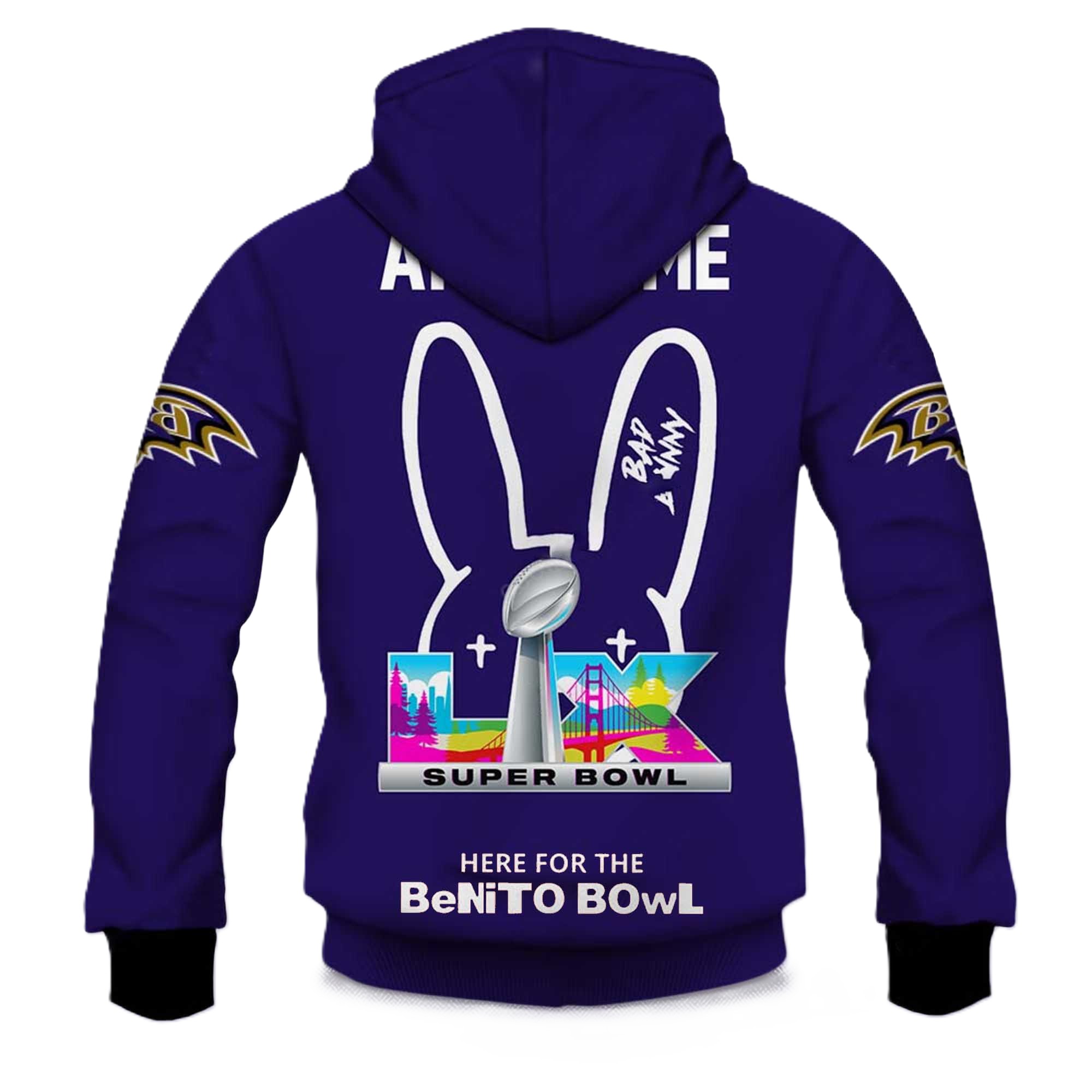 Personalized Ravens Bad Bunny Bowl Hoodie