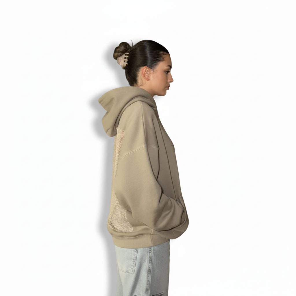 Fashionable Backstage Hoodie With Crystal Mesh Detail