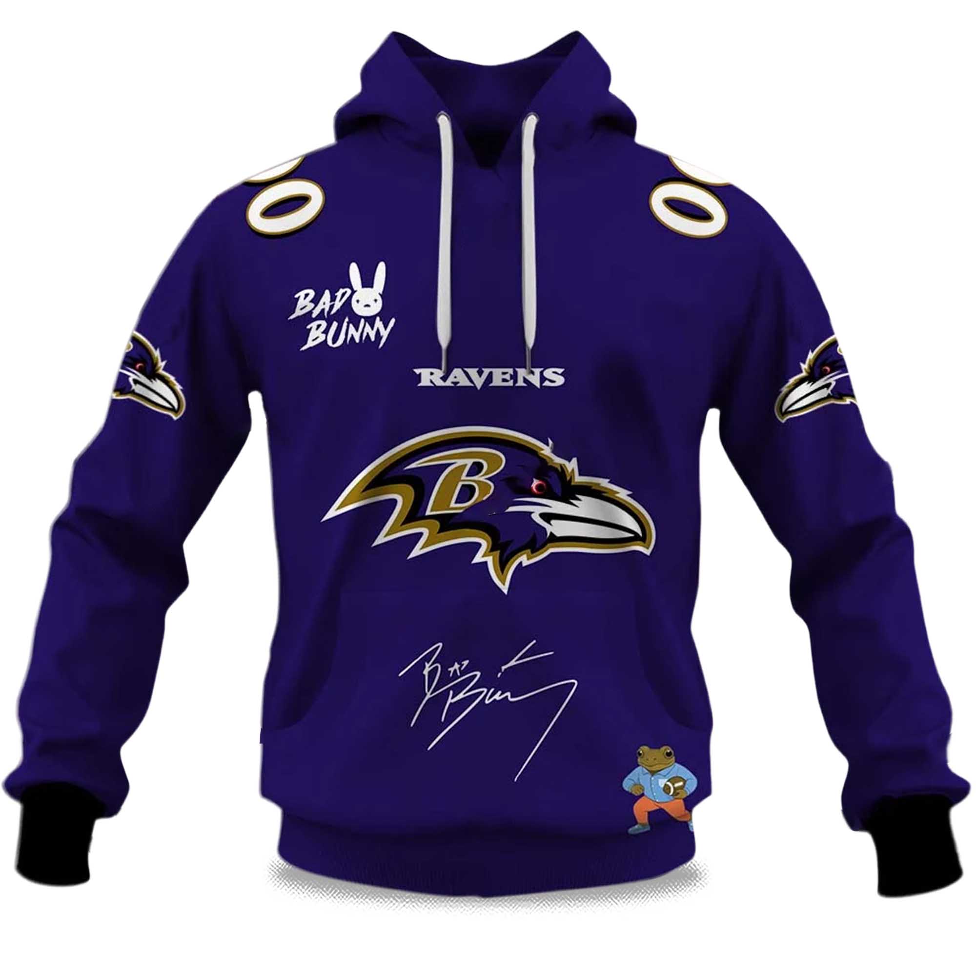 Personalized Ravens Bad Bunny Bowl Hoodie
