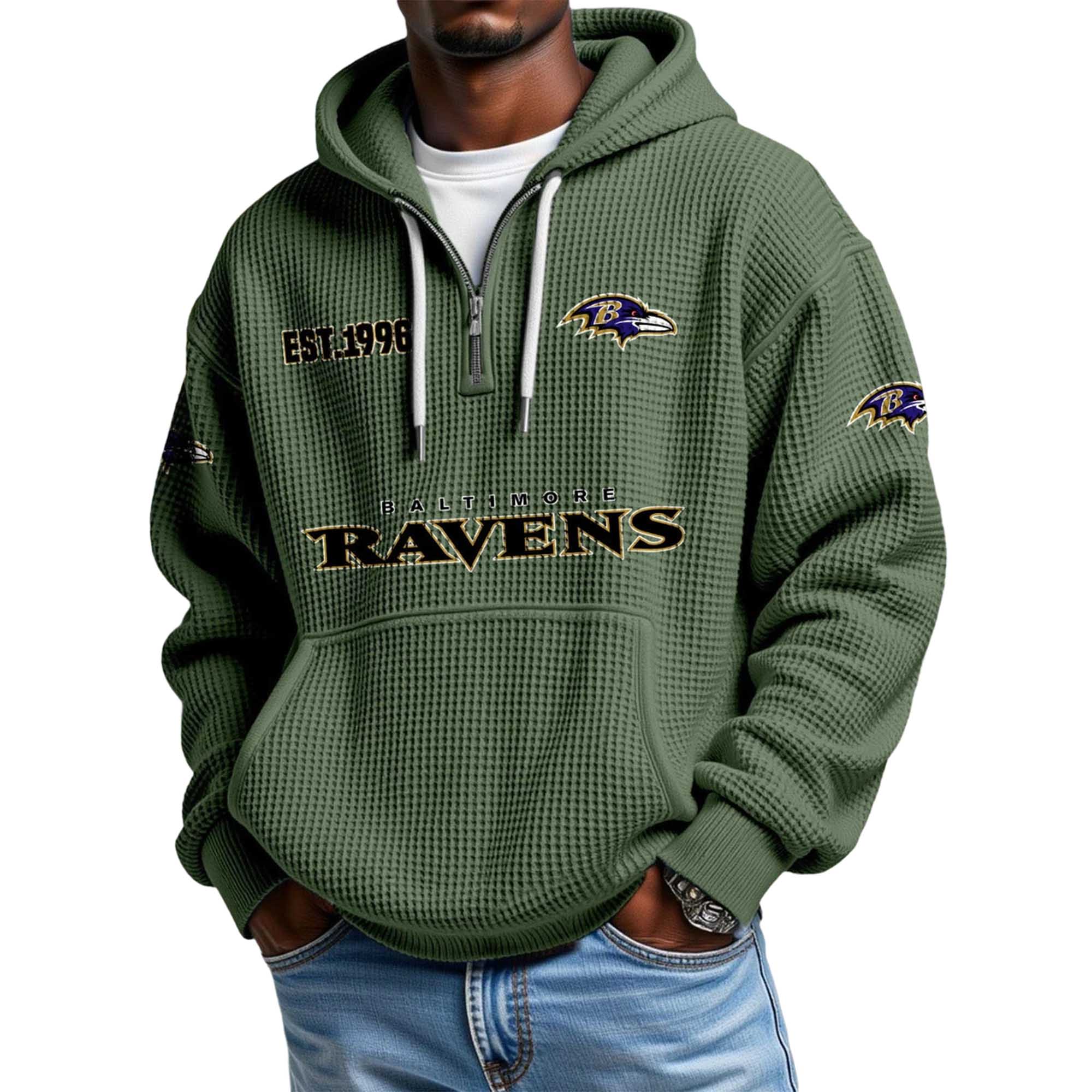 Ravens EST 1996 Quarter Zip Waffle Hoodie