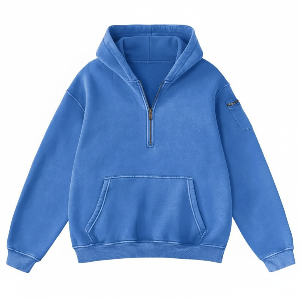 Half Zip Pullover Hoodie with Front Pocket