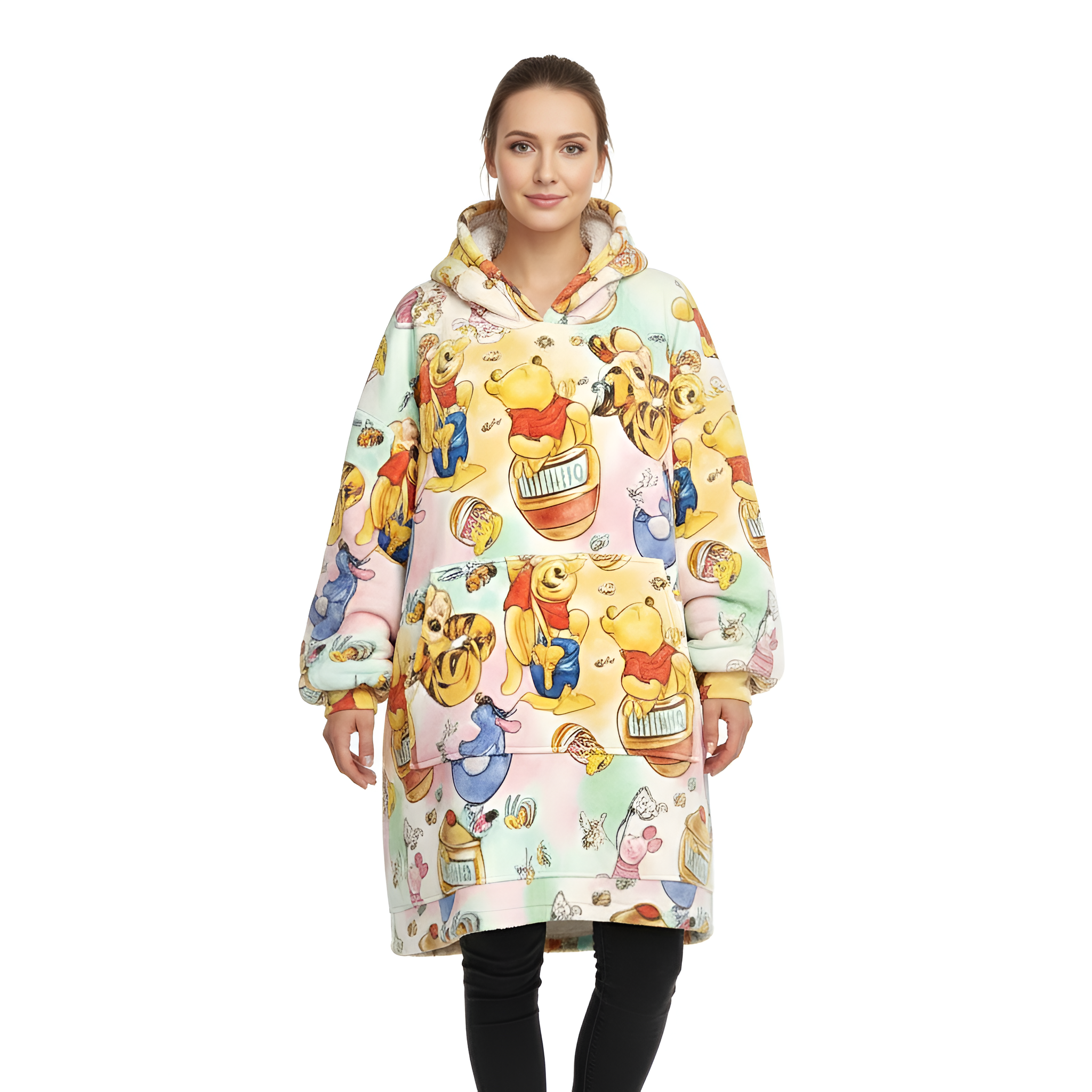 Cartoon Bear Oversized Wearable Fleece Blanket Hoodie