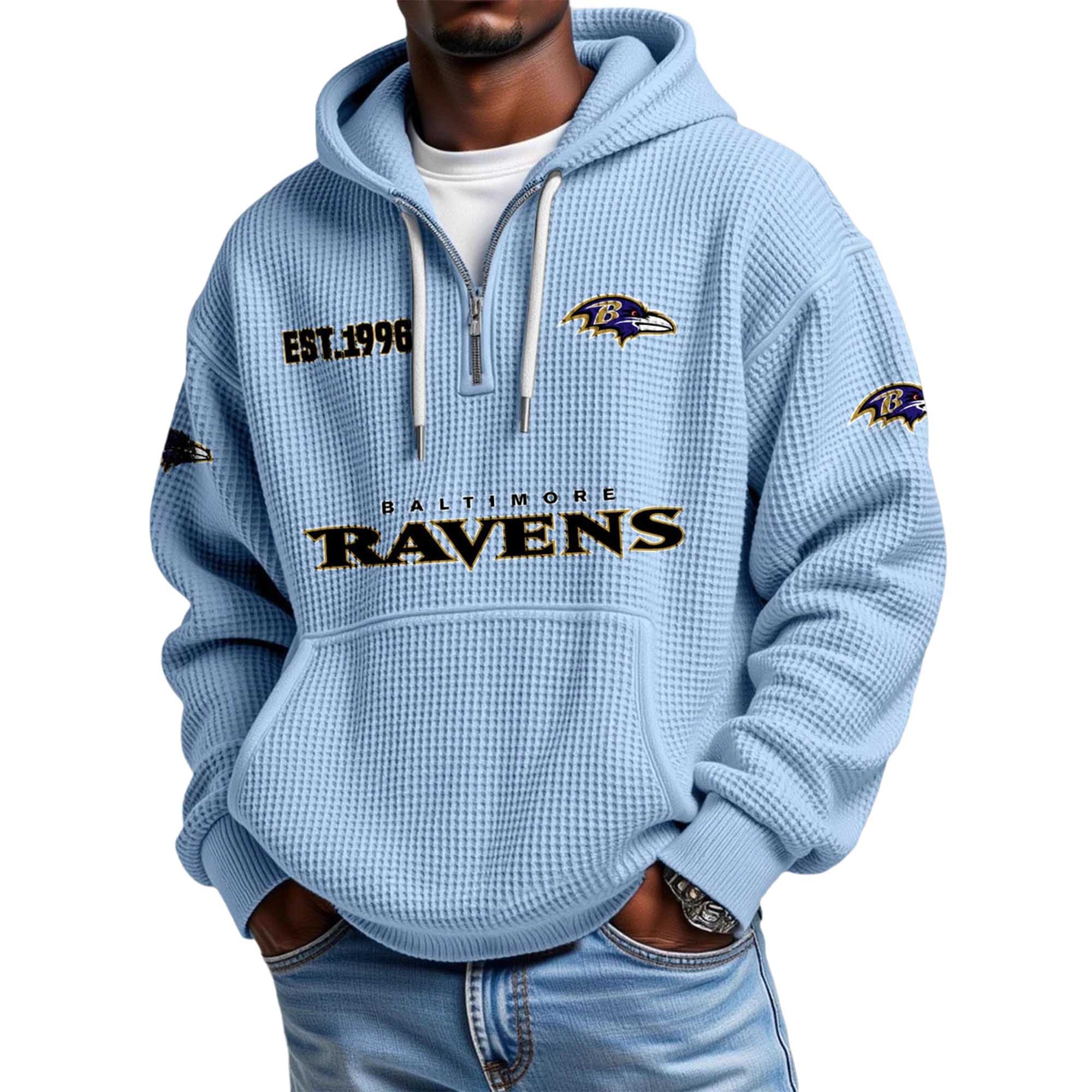 Ravens EST 1996 Quarter Zip Waffle Hoodie