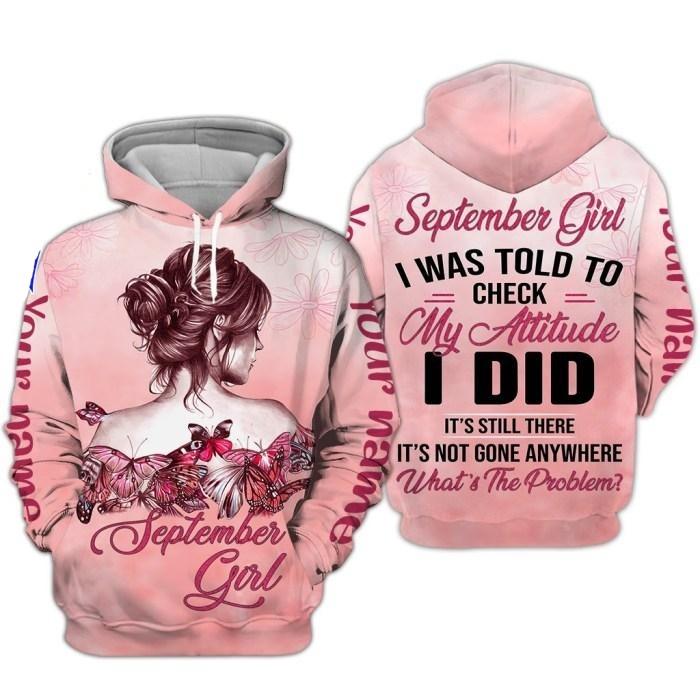 Custom Personalized Birthday September Girl Hoodie
