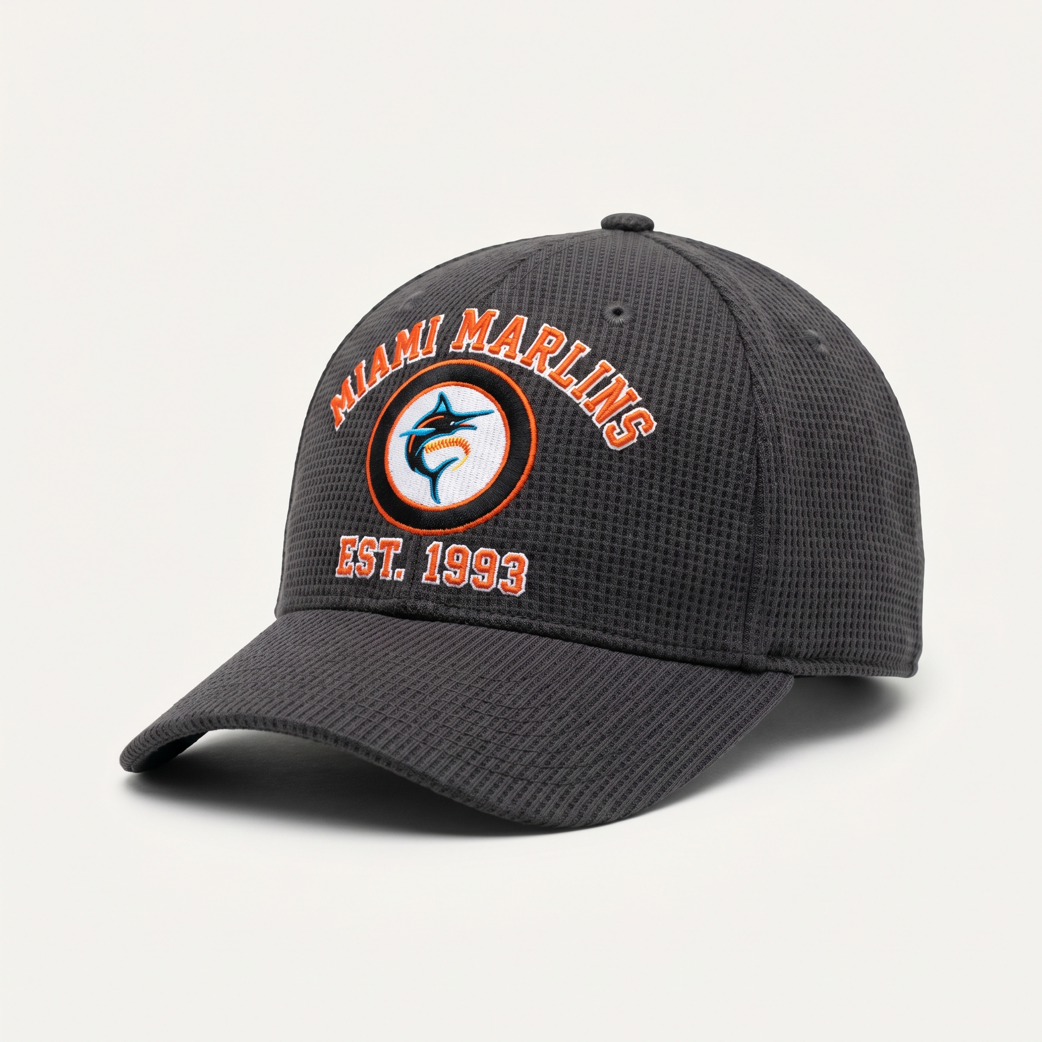 Miami Marlins Waffle Knit Cap in Dark Gray