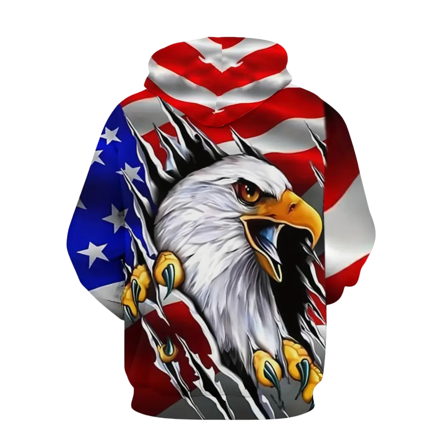 American Flag And Eagle Printed Hoodie