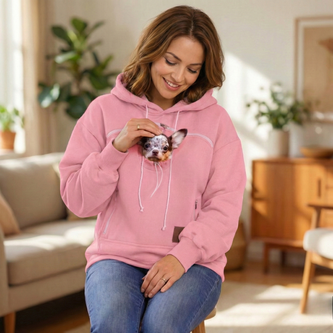 Emerald Bouclé Pet Hoodie Carrier With Pocket