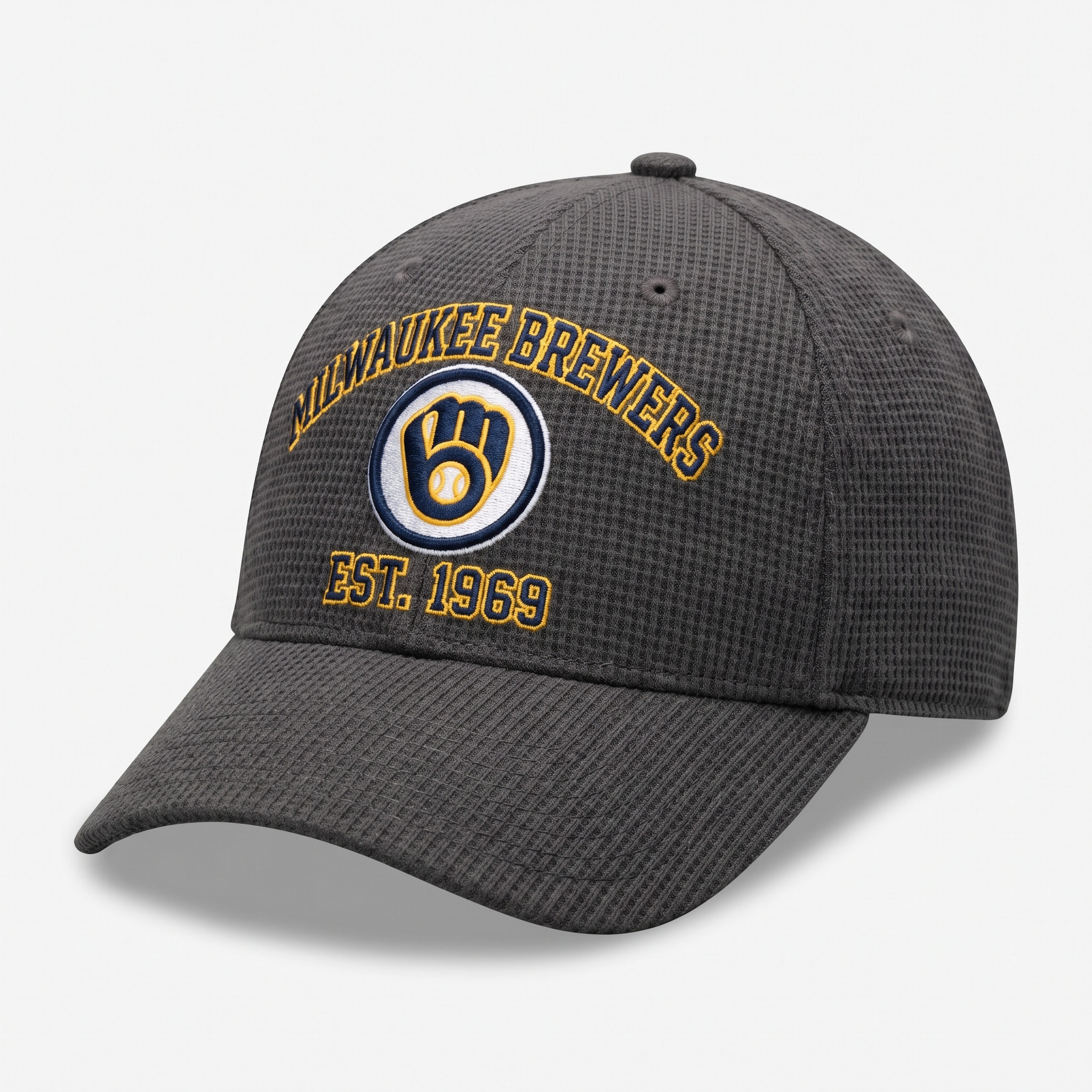 Milwaukee Brewers Waffle Knit Cap in Dark Gray