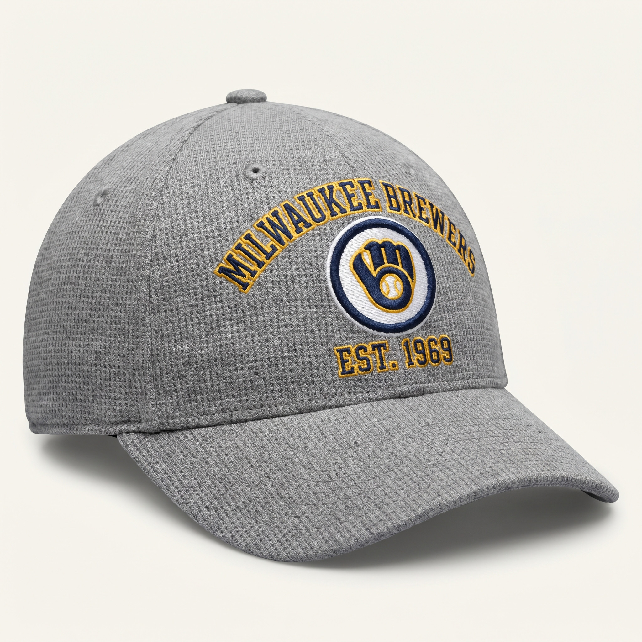 Milwaukee Brewers Waffle Knit Cap in Gray