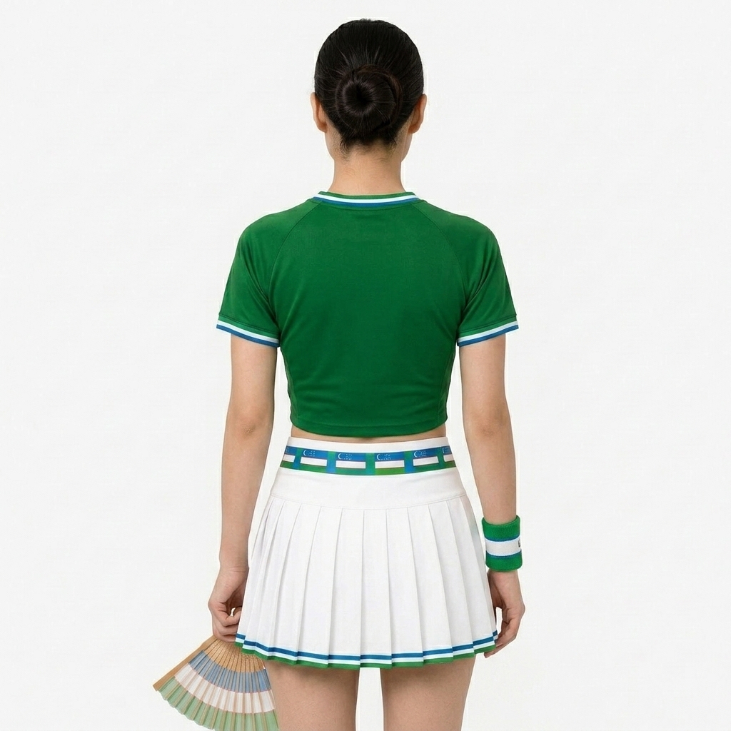 FIFA 2026 Uzbekistan Football Themed Two Piece Skirt Set For Women