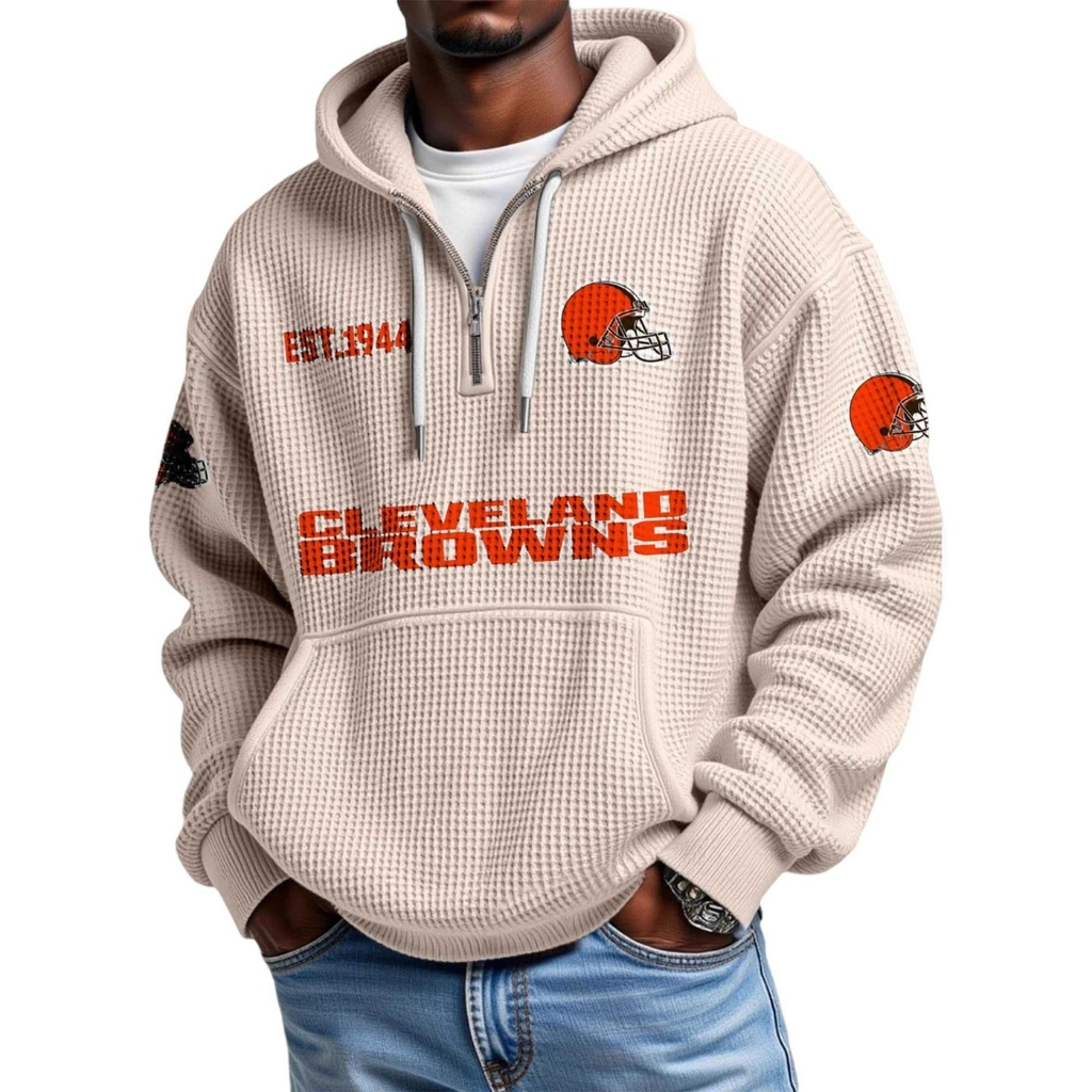 Browns EST 1944 Waffle Quarter Zip Hoodie