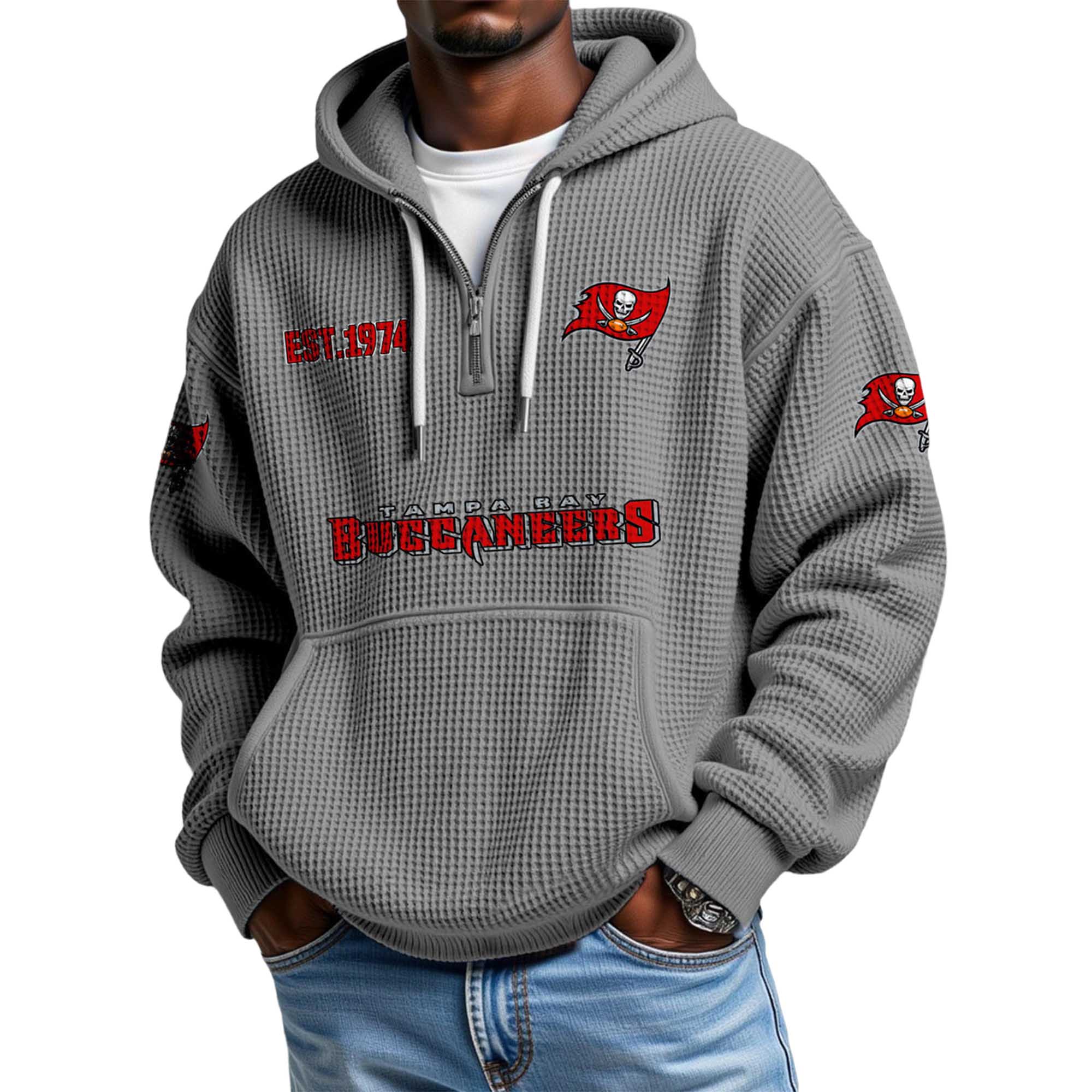 Buccaneers EST 1974 Quarter Zip Waffle Hoodie