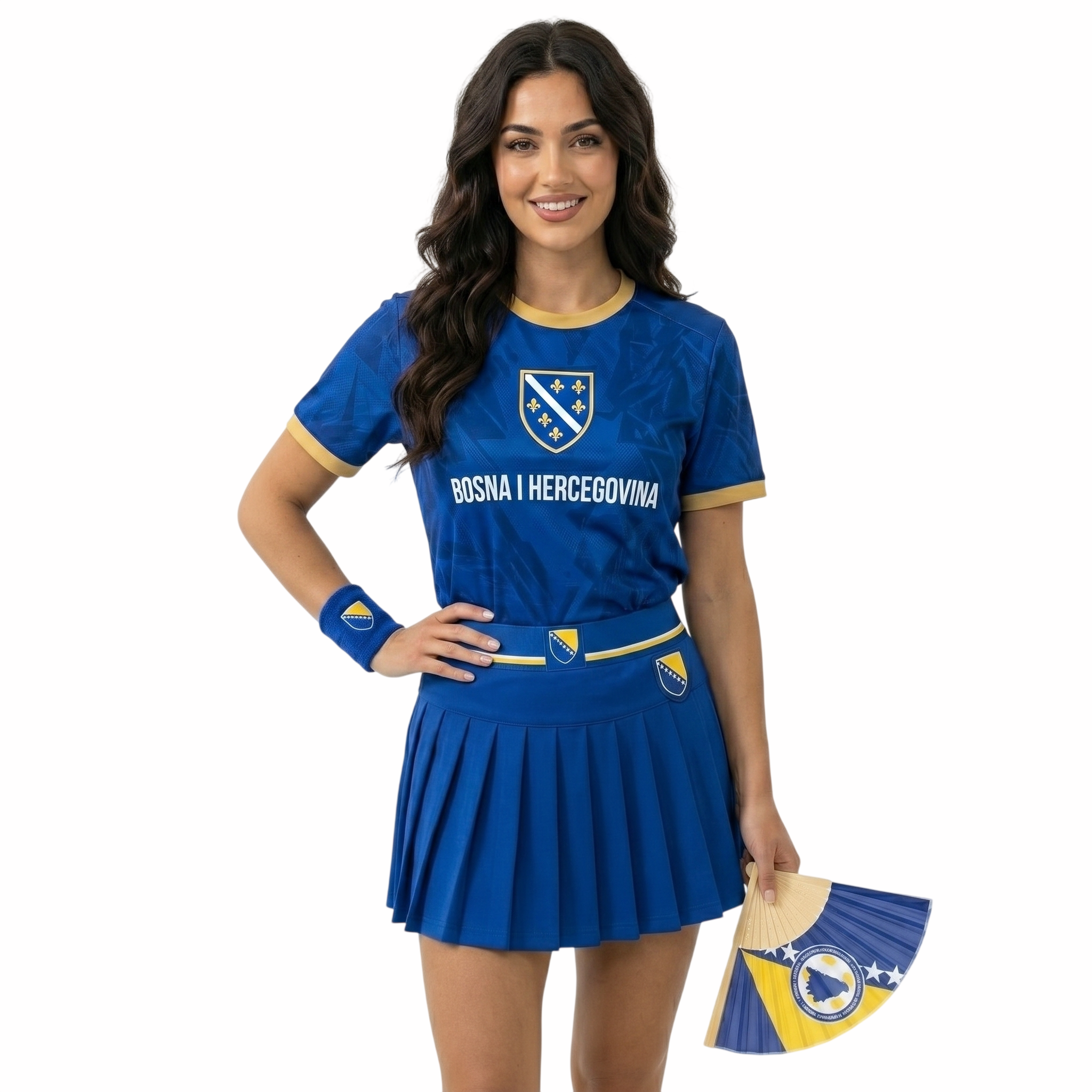 FIFA 2026 Bosnia And Herzegovina Football Themed Two Piece Skirt Set For Women