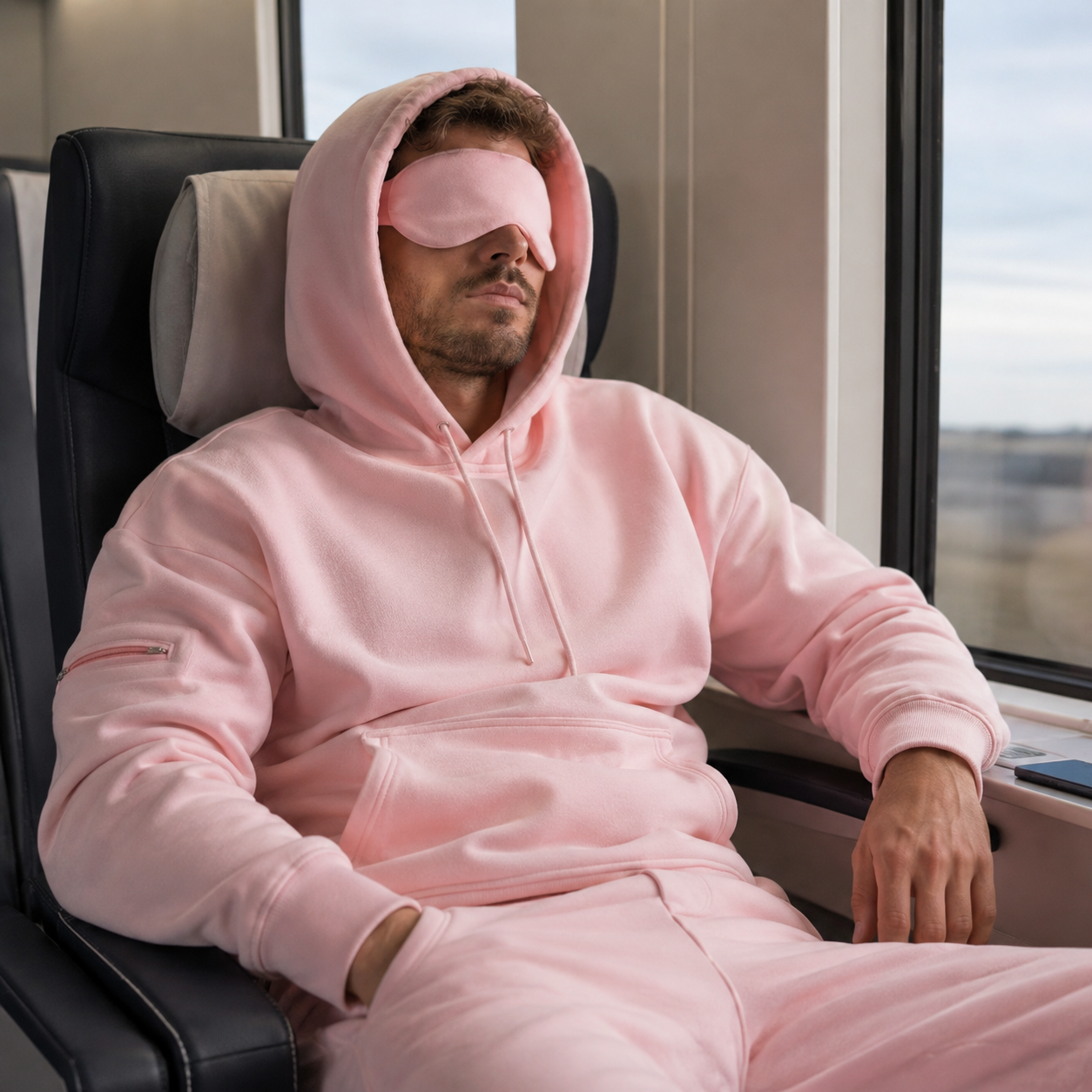 Soft Feel Travel Hoodie With Cover Design