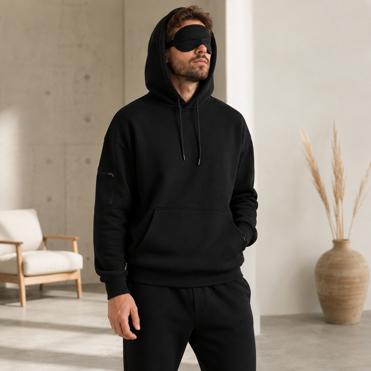 Soft Feel Travel Hoodie With Cover Design