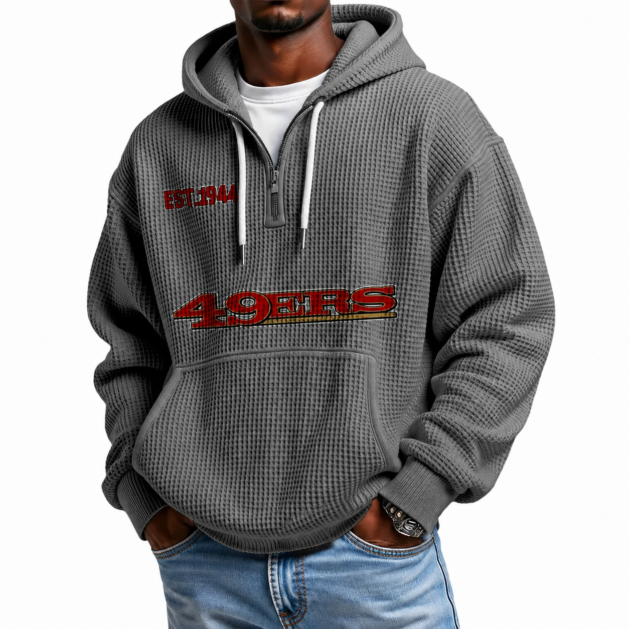 San Francisco 49ers Themed Quarter Zip Hoodie