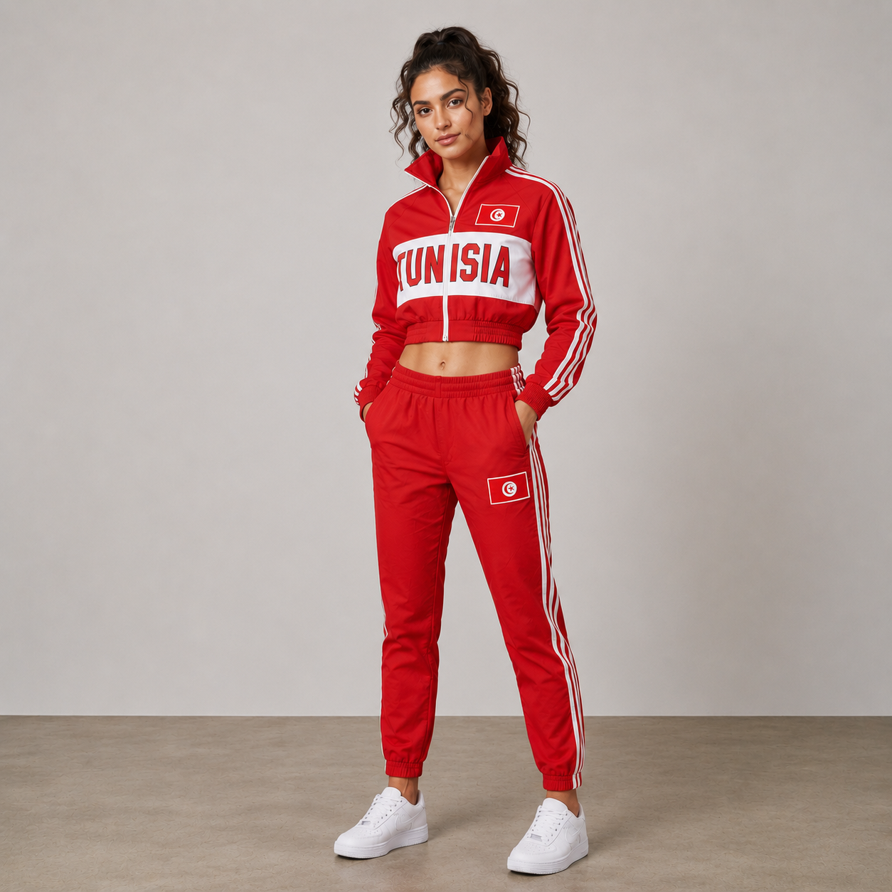 World Cup 2026 Themed Tunisia Football Fan Sweatshirt And Jogger Set
