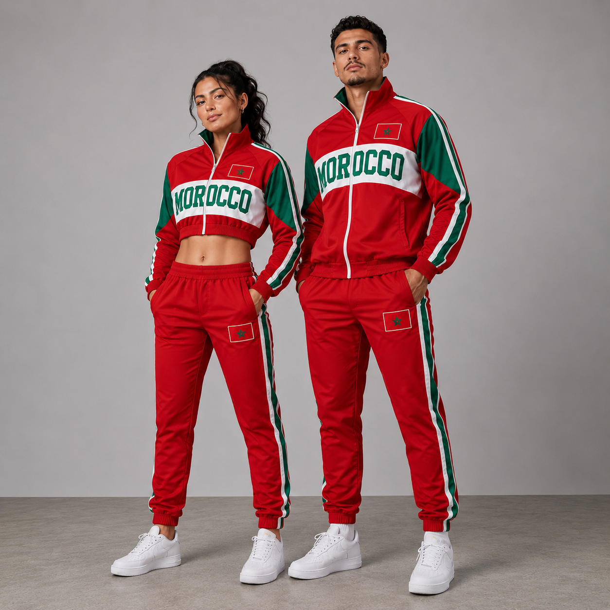 FIFA World Cup 2026 Themed Morocco Football Fan Sweatshirt And Jogger Set