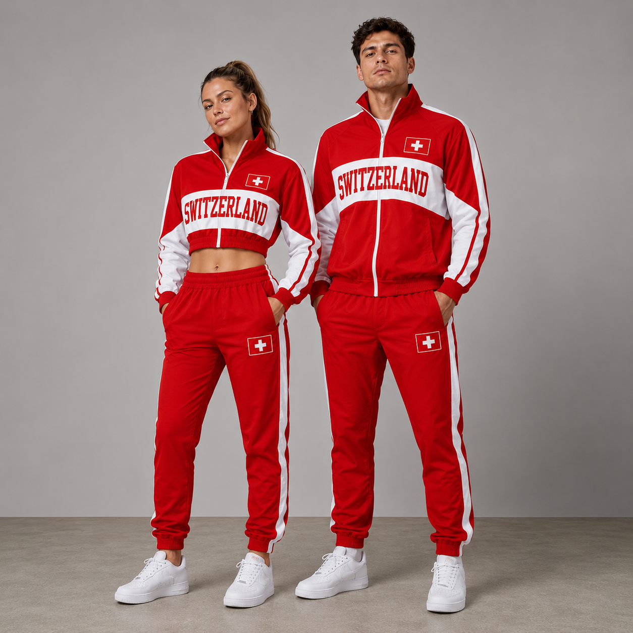 FIFA World Cup 2026 Themed Switzerland Football Fan Sweatshirt And Jogger Set