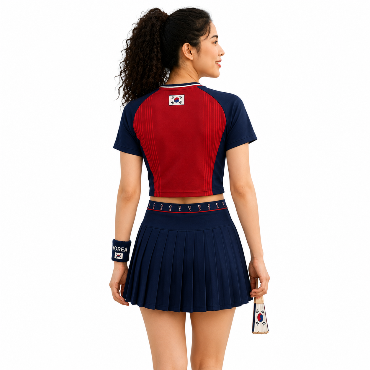 FIFA 2026 South Korea Football Themed Two Piece Skirt Set For Women