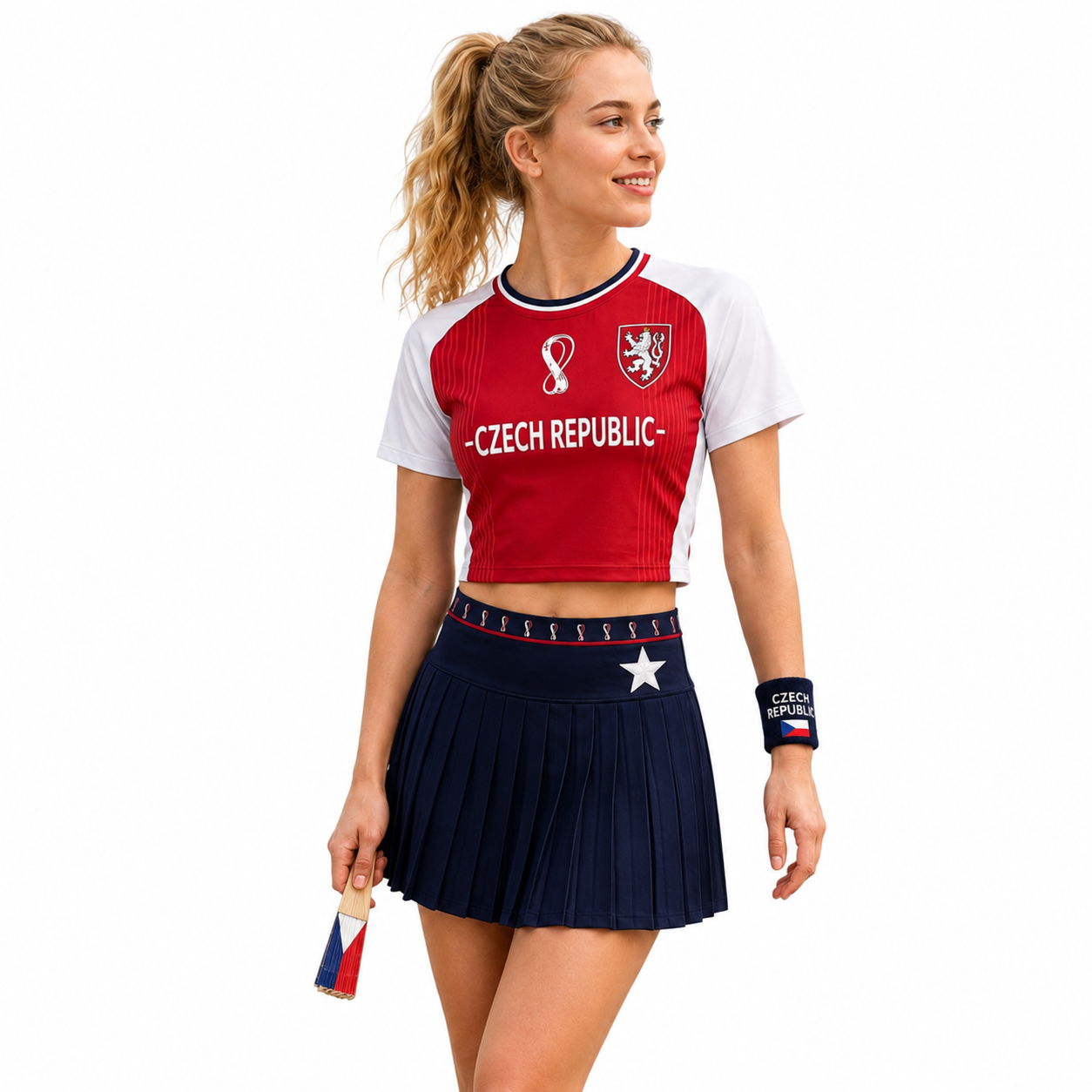 FIFA 2026 Czech Republic Football Themed Two Piece Skirt Set For Women